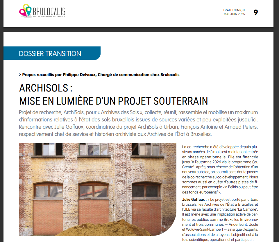 Interview d’ArchiSols dans « Le Trait d’Union » !